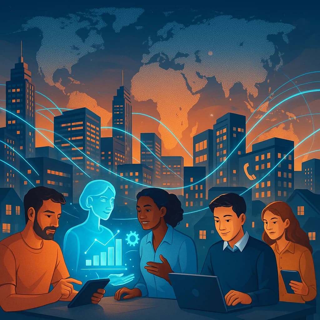 Group of users working with voice agents, representing workforce transformation
