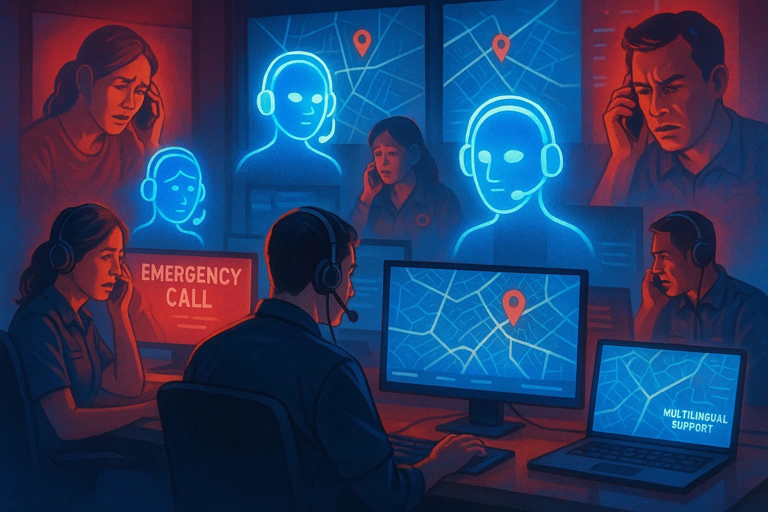 Emergency callers getting help from AIs and humans together
