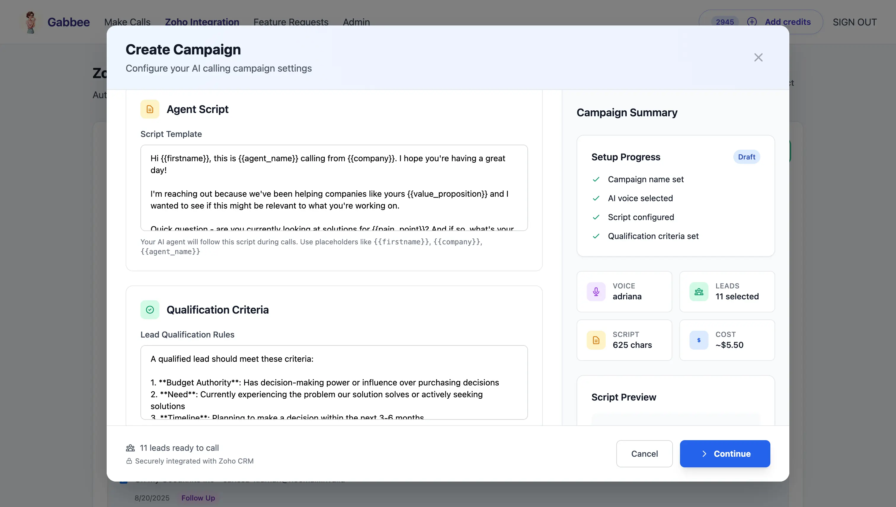 Define and preview campaign settings