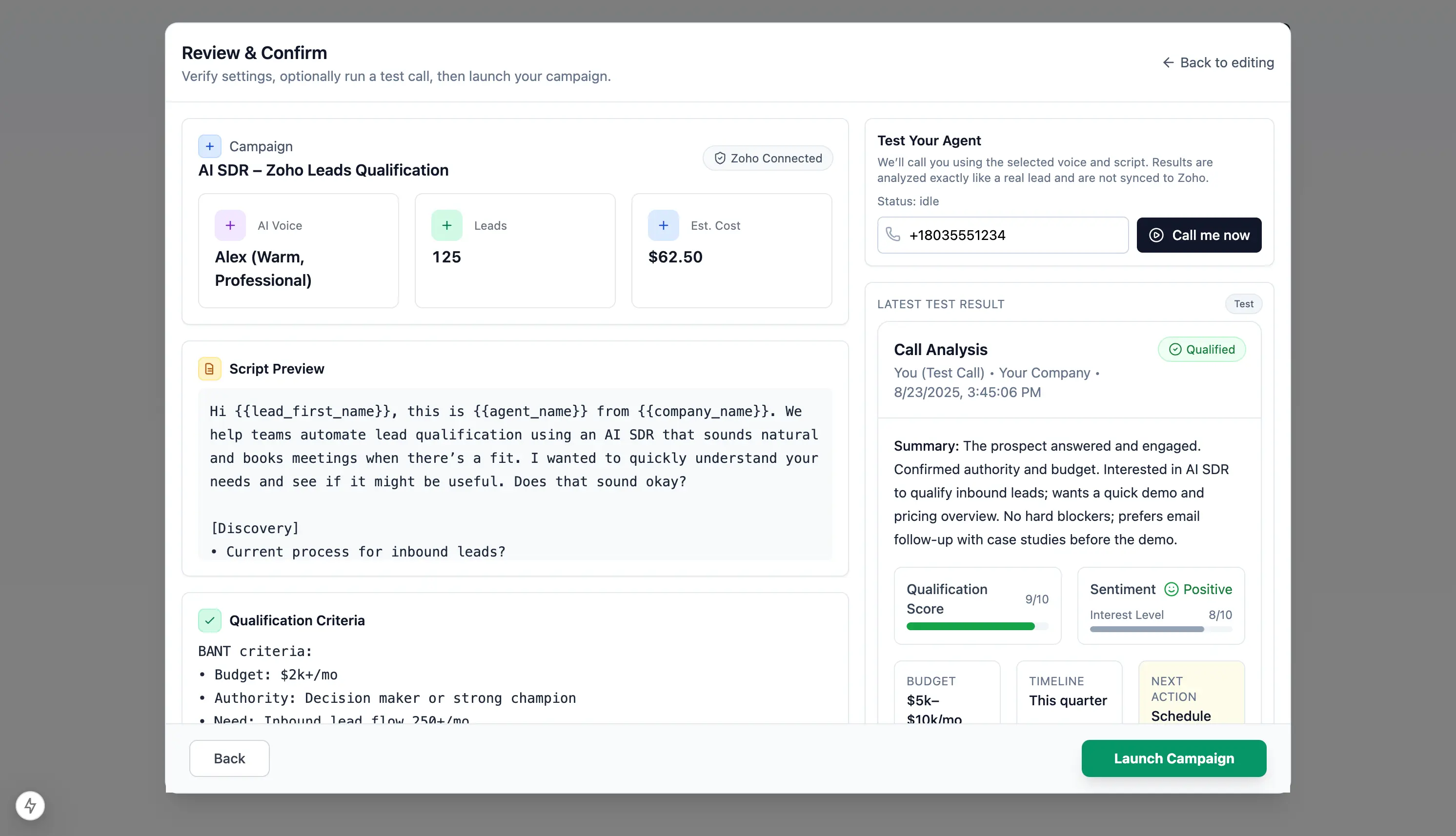 Configure, review, and confirm your campaign
